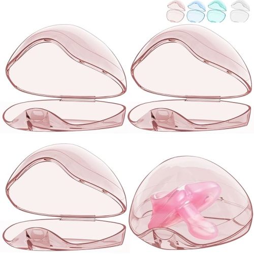 Pacifier Case,4 Pack BPA Free Pacifier Holder Case,Transparent Container Box for Baby Binky(Not Included,Essential Pacifier Accessories,Alway Keep Paci Clean,Easy to Clean(Pink)
