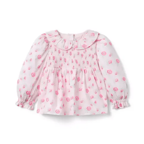Girl Light Pink Floral Floral Smocked Top by Janie and Jack
