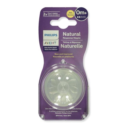 Philips Avent Natural Baby Bottle Nipple, Newborn 0M+, 2pk, SCF651/23