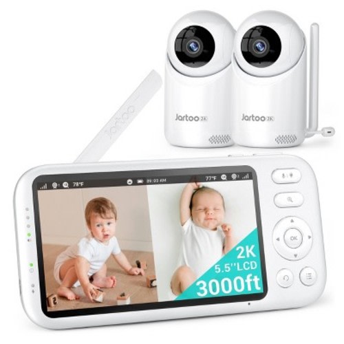 Jartoo 5.5" Video Baby Monitor with 2 Cameras - White