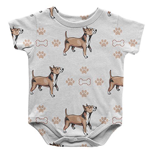 Bull Terrier Miniature Dog Bones Paws Infant One Piece Snapsuit Bodysuit 6 Months