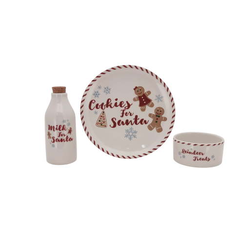 Holiday Time Ceramic 3 Pieces Santa Cookie Set