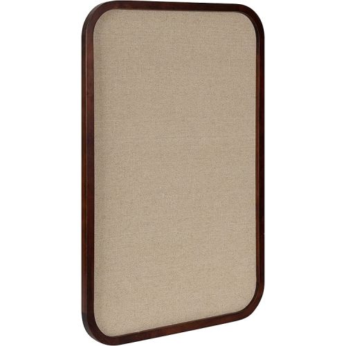 Kate and Laurel Hutton Transitional Pinboard, 20 x 30, Walnut Brown, Radius Rectangle Wall Organizer with Fabric Pinning Surface