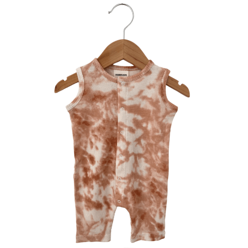 Organic Waffle Easy Romper, Spice Tie Dye