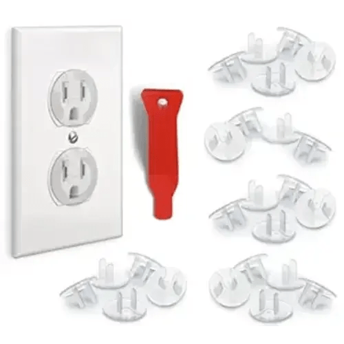 BABY PROOF ME 24 Pack Outlet Covers & Removal Tool Baby Proofing, Provide Shock Prevention and Easy Installation, Safe and Secure Plastic Plug Covers for Power Sockets (24 Outlet Covers)