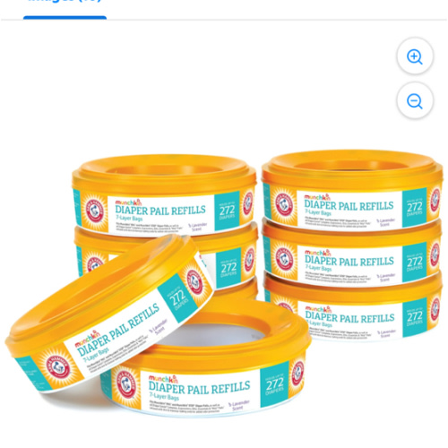 Munchkin® Arm & Hammer Diaper Pail Refill Rings, Holds up to 2,176 Newborn Diapers, 8 Pack