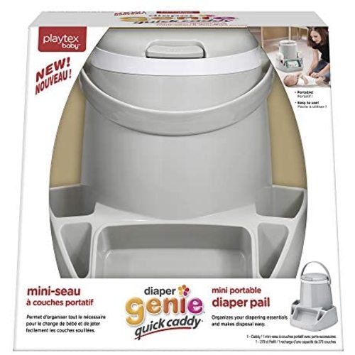 Playtex Diaper Genie Quick Caddy, Mini Portable Diaper Pail with Improved Lid Closure, Includes 270 Count Refill Cartridge