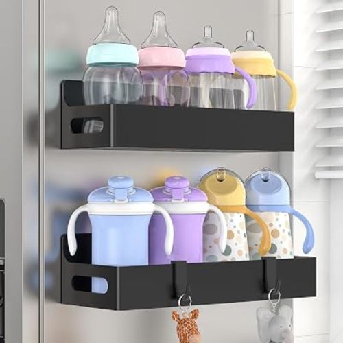 2 Pack Magnetic Spice Rack for Refrigerator Upgrade Black