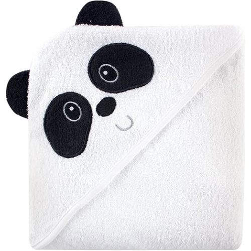 Luvable Friends Unisex Baby Cotton Animal Face Hooded Towel, Panda, One Size
