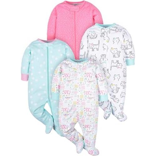 Onesies Brand Baby Girls' 4-pack Sleep 'N Play Footies Multi Pack