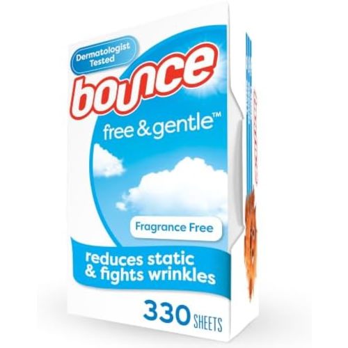 Bounce Free And Gentle Dryer Sheets For Sensitive Skin, Hypoallergenic, Free Of Dyes And Perfumes, Unscented, 330 Count