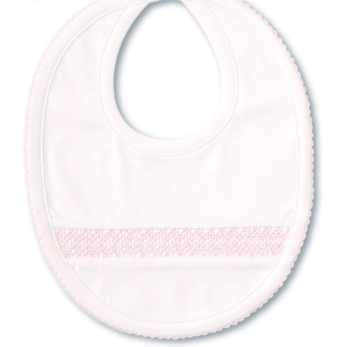 Hand Smocked CLB Charmed White/Pink Bib