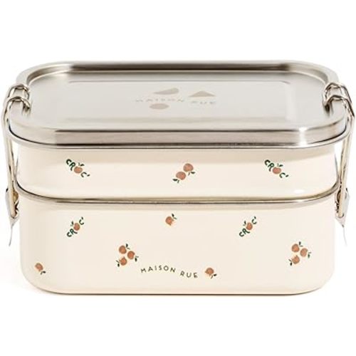 Maison Rue Stainless Steel Lunch Box | Leak-Proof 3 Compartment Bento Box