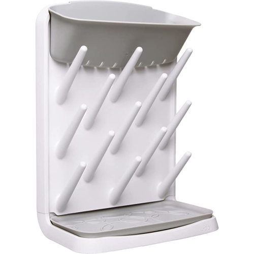 Ubbi Vertical Baby Bottle Drying Rack, Space Saving Countertop Drying Rack Baby Organizer, Gray