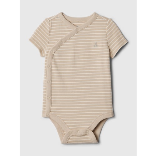Baby First Favorites Crossover Bodysuit in neutral stripe, size: 0-3 M