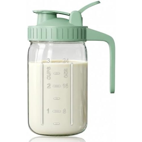 32 oz Breast Milk Pitcher, Glass Mason Jar Pitcher with Lid