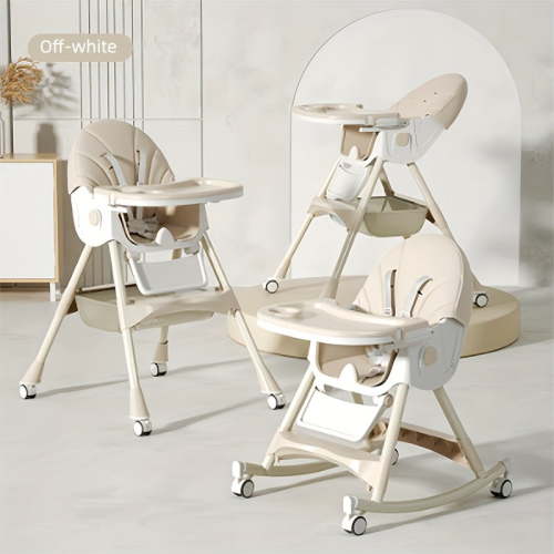 [Portable Dining Chair] 1pc Adjustable Youngsters' Dining Chair - Multi-Functional, Portable, PU Leather, Blue & White Pattern, 5-Point Harness, Tray Included, Perfect for Home Use