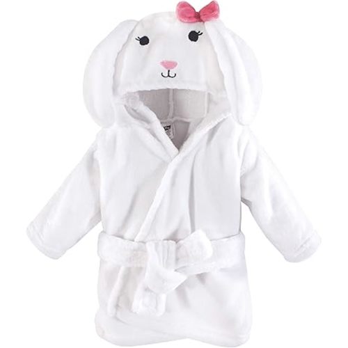 Hudson Baby Unisex Baby Plush Animal Face Bathrobe, Bunny, 0-9 Months