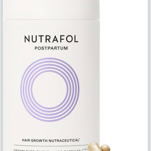 Nutrafol Postpartum Hair Growth Supplements, Clinically Tested for Visibly Thicker Hair and Less Shedding, Breastfeeding-friendly - 1 Month Supply