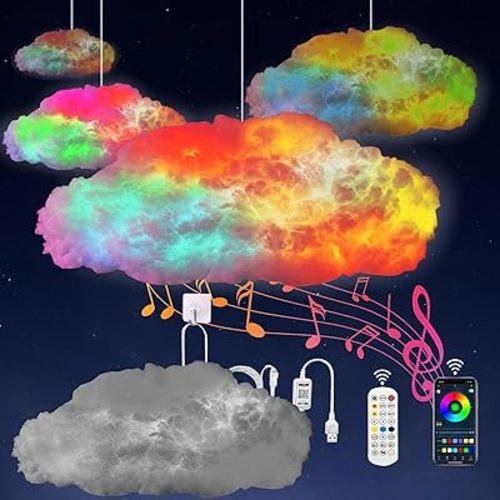 Cloud Led Lights for Bedroom, Multicolor Creative Night Lighting Kit Music Sync with APP, Coolest Ceiling Decoration for Bedroom Ceiling Adults and Kids Modern Home Decorations