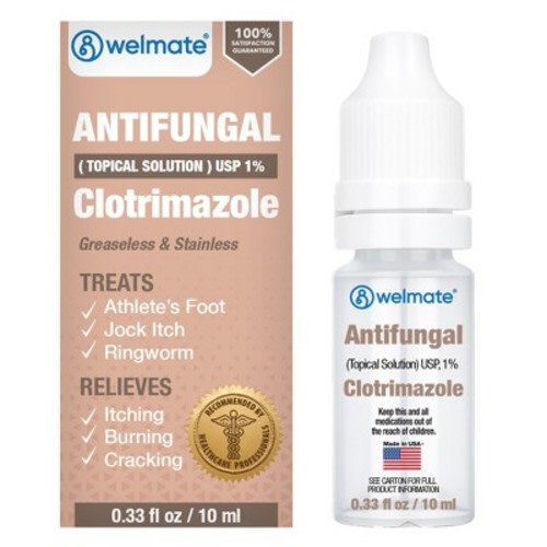 WELMATE Clotrimazole 1% Antifungal Topical Solution, 0.33 oz