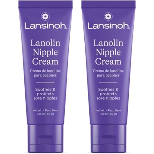 Lansinoh Lanolin Nipple Cream Safe for Breastfeeding Baby, 100% Natural Nipple Butter for Mom, Breastfeeding Essentials, 1.41 Ounces (2 Pack)
