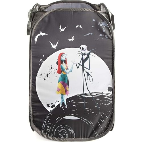 Jay Franco Disney Nightmare Before Christmas Jack & Sally Pop Up Hamper - Mesh Laundry Basket/Bag with Durable Handles (Official Disney Product)