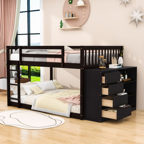 Harriet Bee Eri 4 Drawer Standard Bunk Bed with Shelves by Harriet Bee & Reviews | Wayfair