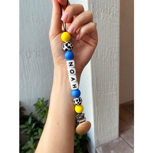 Woody Pacifier Clip, Custom Woody Pacifier, Toy Story Pacifier Holder, Personalized Baby Name, Custom Disney Paci Clip, Cow Print Binky Clip