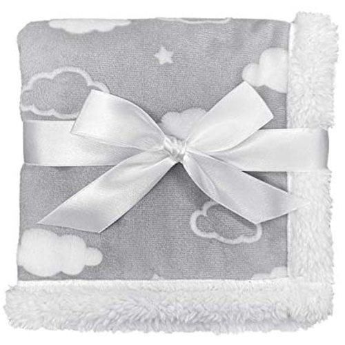 American Baby Company Heavenly Soft Chenille/Sherpa Security Blanket, 3D Cloud Gray, 14" X 14", for Boys & Girls