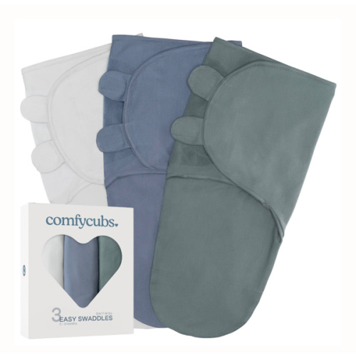 Easy Swaddle Blankets in Stone, Nomadic Blue, Azul, Pack of 3 – Comfy Cubs