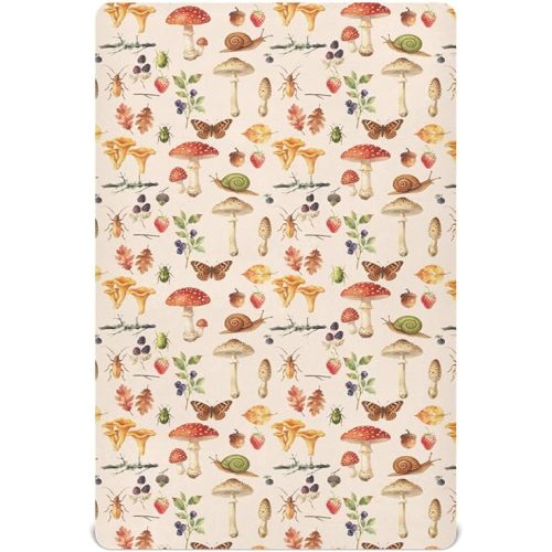 Fitted Crib Sheets for Baby Boys or Girls Soft Breathable Baby Play Yard Sheet for Standard Size Crib Mattress 52x28in Watercolor Safari Mushroom