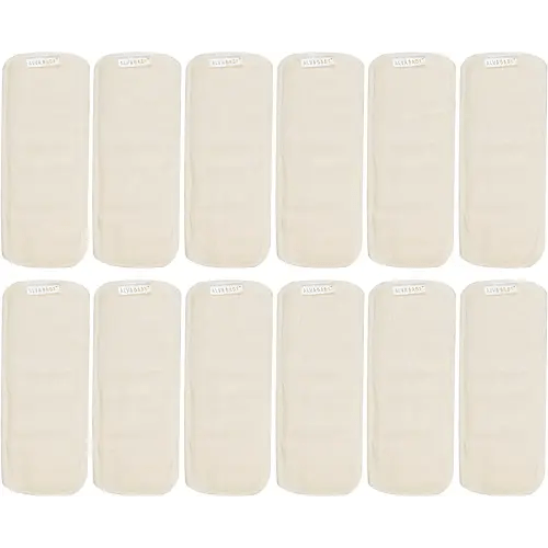 ALVABABY 12 piezas de pañales de tela para recién nacidos, rayón reutilizable de insertos de bambú durante la noche, 12.6 x 3.54 pulgadas, inserto de bambú y microfibra de 4 capas para recién nacidos,