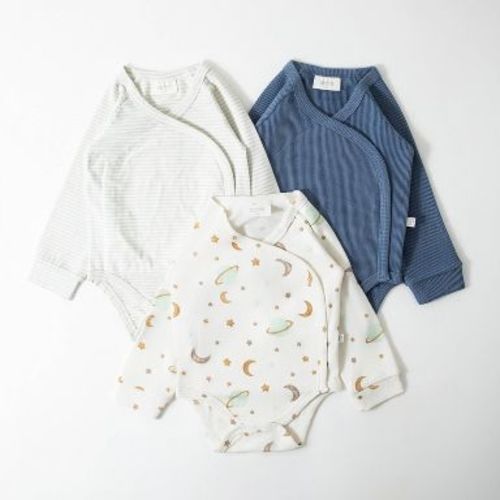 Picolette by Olivia Culpo Baby Boys' 3pk celestial Long Sleeve Bodysuits - Blue/white 18M