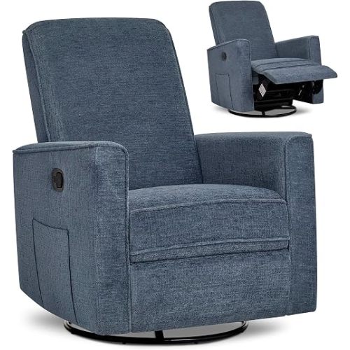 Evolur Raleigh Plus Nursery Glider Recliner, GREENGUARD Gold, Blue Fog