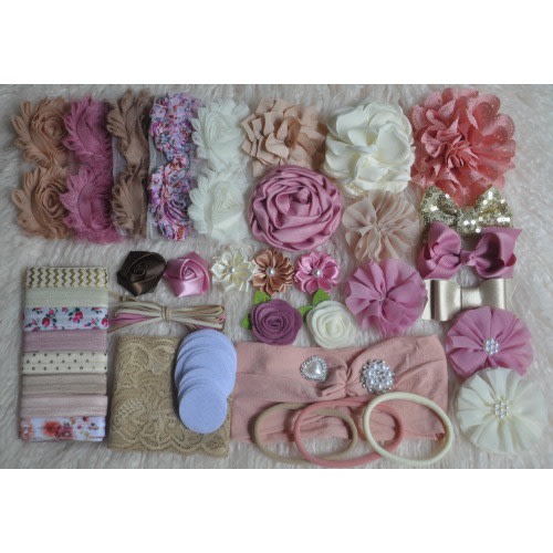 DIY Baby Headband Making Kit: Shabby Chic Glam Flowers
