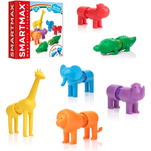 SmartMax My First Safari Animals STEM Magnetic Discovery Building Set with Soft Animals for Ages 1-5