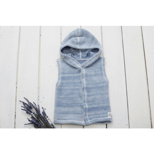 Organic Merino Wool Baby Vest with Hood: Unisex Knit Clothes