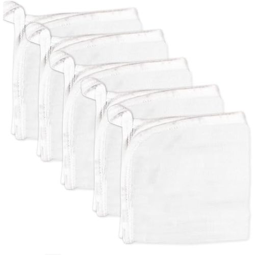 HonestBaby Unisex Baby Organic Cotton Washcloth Multi-Pack Winter Accessory Set, 5-Pack Bright White, One Size US