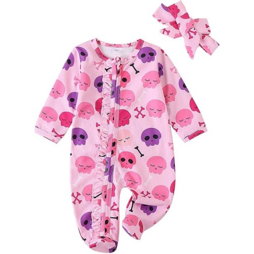 Halloween Newborn Baby Girl Clothes Infant Pumpkin Long Sleeve Romper Jumpsuit Halloween Outfits