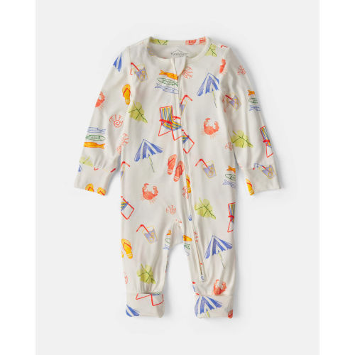 Baby Beach 2-Way Zip PurelySoft™ Snug Fit Sleep & Play Pajamas - Cream