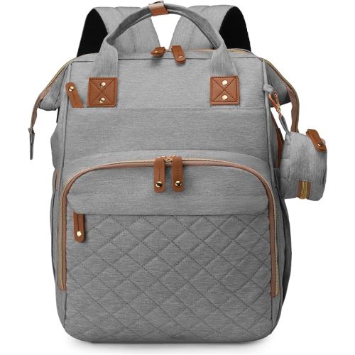 25L Diaper Bag Backpack with Changing Station, Large Capacity | Multifunction baby bag, baby registry search, baby girl newborn essentials must haves, baby shower gifts, light grey