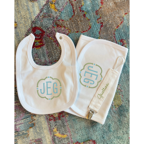 Blue and Green Bib & Burp Coth Bundle