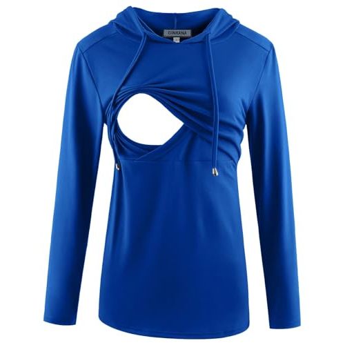 GINKANA Women's Nursing Hoodie Sweatshirt Long Sleeves Breastfeeding Maternity Tops Casual Clothes