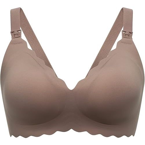 Momcozy Nursing Bras for Breastfeeding, Seamless Pregnancy Maternity Bra Wireless Classic Jelly Strip Support Nursing Bra