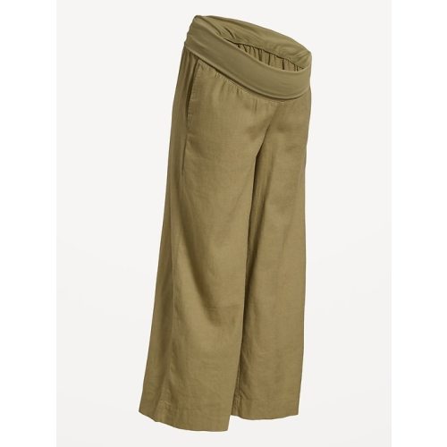 Maternity Rollover Waist Linen-Blend Super Wide-Leg Pants