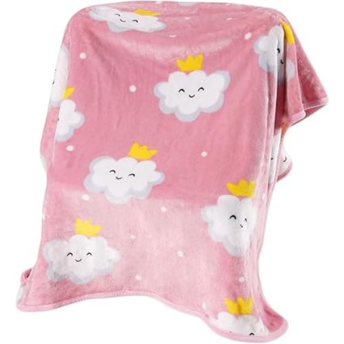 Toddler Flannel Blanket - Warm Cozy Baby Blanket for Boys and Girls, Smooth Cute Lightweight Blanket for Bedding Crib Stroller, 40x50 Inches, Pink Cloud