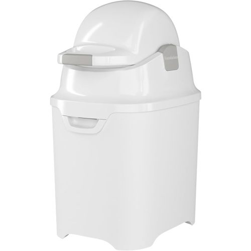 Foundations Mini Diaper Pail with Airtight Lid - Durable & Odorless Diaper Disposal, Large Capacity, Holds up to 30 Newborn Diapers, Refill with Any Bags - White