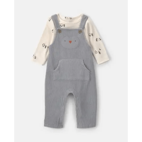 Baby Boy 2-Piece Penguin Long-Sleeve Overall Set - Grey/Cream | Carter's