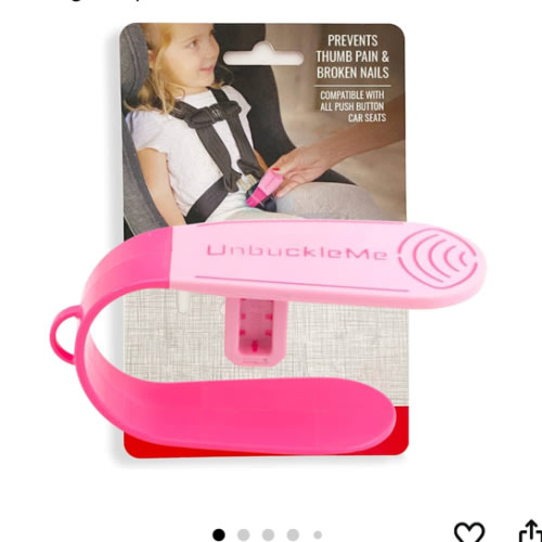 UnbuckleMe Car Seat Buckle Release Tool - Easy Opener Aid for Arthritis, Long Nails, Older Kids - Button Pusher for Infant, Toddler, Convertible 5 pt Harness car Seats - As Seen on Shark Tank (Pink)